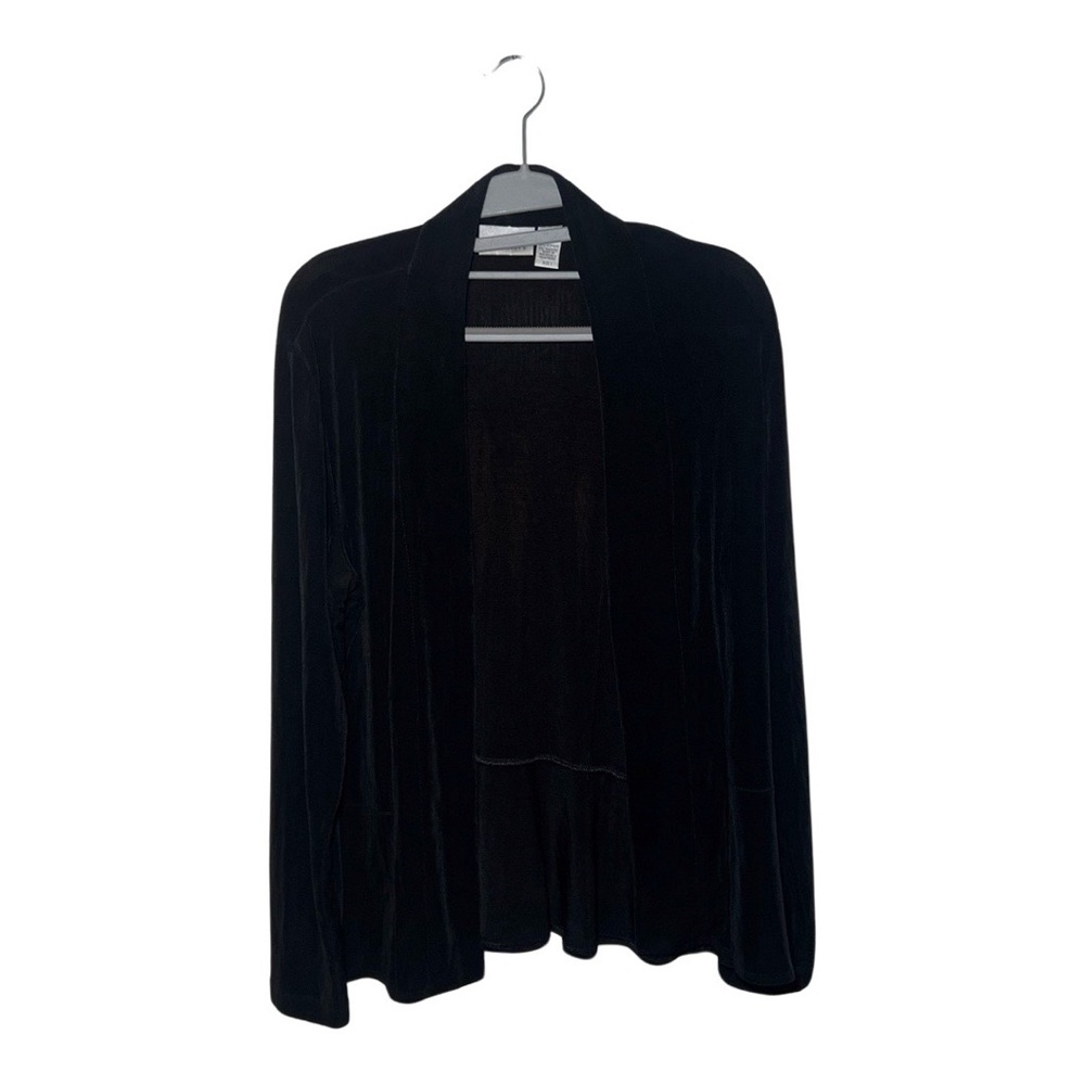 Chico’s Travelers Women’s Sz 1 Black Open Classic Cardigan Lightweight Work